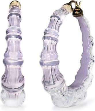 Gold & Honey Womens Bamboo Illusion Lucite Hoop Earrings In Lavender