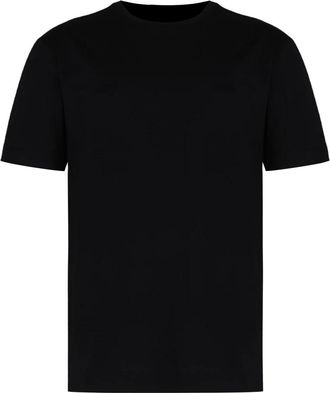 Ermenegildo Zegna Crew Neck T-Shirt - Heren - T-shirts - Zwart - L - Katoen - Tops