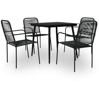 vidaXL Set da Pranzo da Esterni 5 pz in Corda di Cotone e Acciaio Nero - Vidaxl