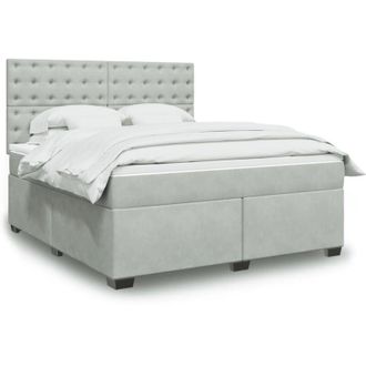vidaXL Vidaxl - Cama Box Spring Con Colch&oacute;n Terciopelo Gris Claro 180x200 Cm