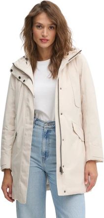 Geox Jassen, Dames, Wit, S, Leer, Felicity ABX Lange Parka