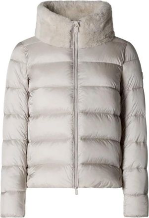 Save The Duck Beige Donsjas met Nepbont - Dames - Winterjassen - Beige - 2XS - Nepbont - Jassen