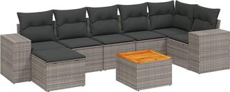 vidaXL Vidaxl - Set De Sof&aacute;s De Jard&iacute;n 8 Pzas Y Cojines Rat&aacute;n Sint&eacute;tico Gris