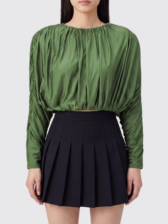 Self Portrait Draped Cropped Long-Sleeved Jersey Top