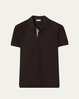 Burberry Mens Eddie Check-Placket Cotton Polo Shirt