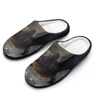 Generic Bat Funny Womens Slippers Warm House Slippers Indoor House Shoes with Anti-Skid Rubber Sole
