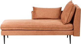 Beliani Beliani - Chaise Longue Derecha Con Cojines Adicionales Tela Repelente Al Agua Div&aacute;n Naranja Yerres