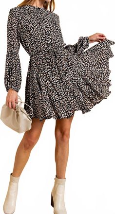 Greek Archaic Kori Knee Length Chiffon Dress In Black Multi