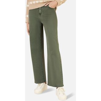 Yumi Stretch Canvas Wide Leg Jeans in Green at Nordstrom, Size 12