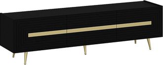 Vente-Unique Mueble TV con 3 puertas - Negro y dorado - MOLYA de Pascal MORABITO