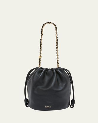Loewe x Paulas Ibiza Flamenco Bucket Bag in Napa Leather with Chain