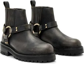 AllSaints Maddie Lug Sole Biker Boot in Dark Brown at Nordstrom, Size 10Us