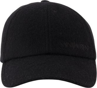 Saint Laurent Kasjmier Zwarte Pet Herfst-Winter 2025 - Heren - Petten - Zwart - 57 CM - Kasjmier - Accessoires