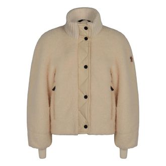Moncler Light Jackets, female, Beige, Size: XS Ivory Teddy Down Jacket Classic Modern