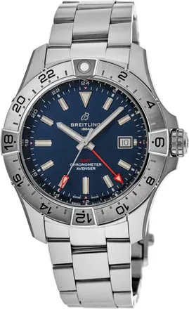 Breitling Avenger Automatic GMT 44 Blue Dial Stainless Steel Mens Watch A32320101C1A1
