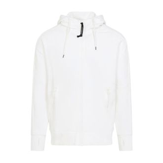 C.P. Company Hoodies, male, White, Size: XL Diagonal Raised Fleece Sweatshirt