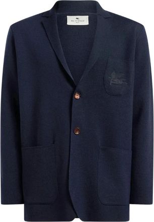 Etro Roma Gebreide Sportjas - Heren - Blazers - Blauw - XL - Leer - Jassen