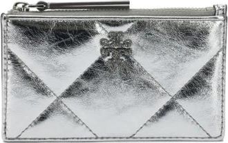 Tory Burch Wallet and Card Holder - Dames - Portefeuilles - Grijs - ONE Size - Leer - Accessoires