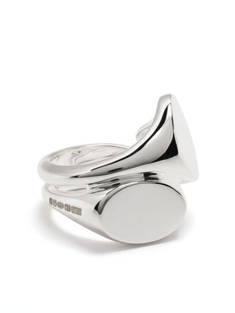 Sweetlimejuice logo-engraved silver signet ring