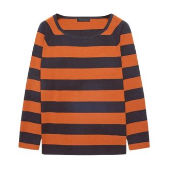 Elena Miro Gestreepte Boxy Eco Viscose Top - Dames - Ronde hals truien - Veelkleurig - S - Truien & Vesten