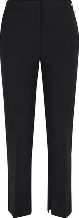 Elisabetta Franchi Black Charm Logo Side-Slits Polyester Formal Pants