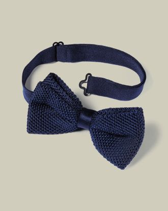 CHARLES TYRWHITT Silk Knitted Bow Tie - Navy Size OSFA by Charles Tyrwhitt