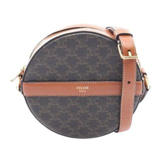 Celine Pre-owned Cross Body Bags, female, Brown, Size: ONE SIZE Pre-owned Round Purse Triomphe Coated Canvas Shoulder Bag