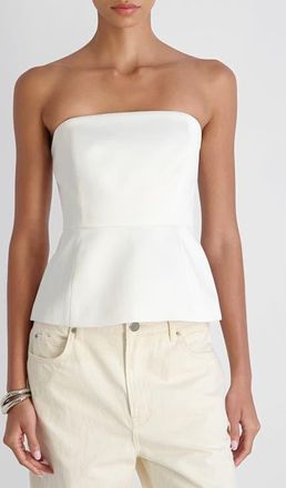 French Connection York Strapless Peplum Top in Summer White at Nordstrom, Size 10