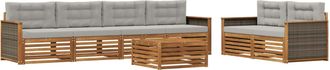 vidaXL Conjunto De Sof&aacute;s De Exterior 7 Uds. Natural Y Gris Claro Vidaxl