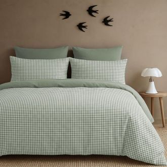 Febronie Juego de cama (65x65) algod&oacute;n lavado verde celad&oacute;n 240x220