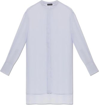 Emporio Armani Mandarijnkraag Shirt - Dames - Overhemden - Blauw - XS - Overhemden