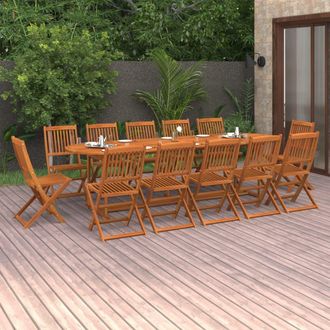 vidaXL Set Comedor De Jard&iacute;n 13piezas Madera Maciza Acacia 280x90x75cm Vidaxl