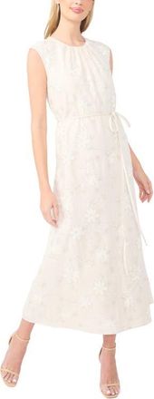 Ted Baker Parker Beaded Floral Embroidered Sleeveless Linen Blend Dress in New Ivory at Nordstrom, Size 12