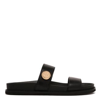 Tory Burch Tory Burch, Sliders, female, Black, Size: 9 1/2 US Romy Sport Leather Slides