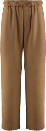 Ami Elastische Wollen Twill Broek - Heren - Straight fit broeken - Bruin - S - Wol - Broeken