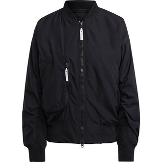 adidas by Stella McCartney Ruched Bomber Jacket in Black at Nordstrom Rack, Size X-Large