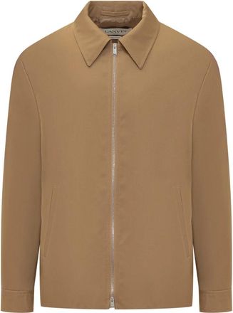 Lanvin Appliqu&eacute; Logo Wollen Jas - Heren - Zomerjassen - Beige - L - Wol - Jassen