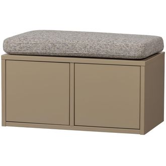 Woood Banco de entrada con almacenaje para zapatos de madera L80cm - Beige