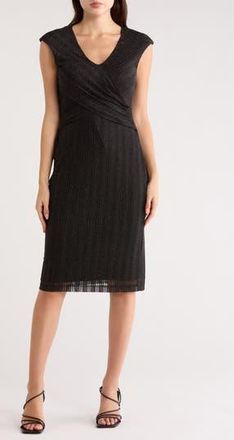 Connected Lurex Mesh Midi Dress in Black at Nordstrom Rack, Size 14