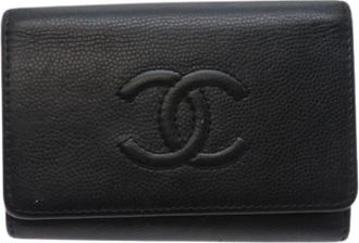 Chanel Pre-owned Wallets, female, Black, Size: ONE SIZE Pre-owned Leather Key-holder