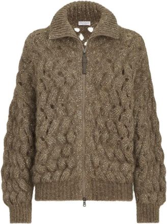 Brunello Cucinelli CARDIGAN DAZZLING ZIGZAG CABLES IN MOHAIR E LANA - Brunello Cucinelli - Woman
