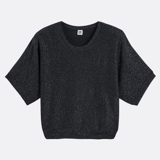 La Redoute Collections Trui met ronde hals in glanzend fijn tricot