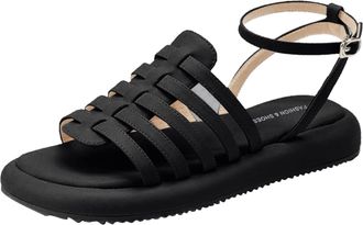 Generic Cocila Womens Sandals Fashion Summer Women Large Size Thick Bottom Espadrille Open Toe Pearl Flat Roman Black, 6.5 Ladies Heels Walking Recovery With 