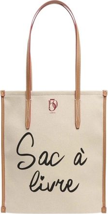 Lancel Canvas Tote Bag met Leren Afwerking - Dames - Tassen - Beige - Maat: ONE Size Katoen