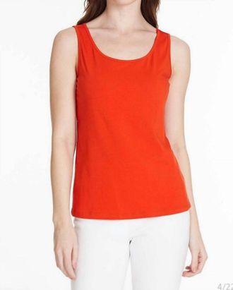 Multiples Double Scoop Neck Tank Top In Deep Orange