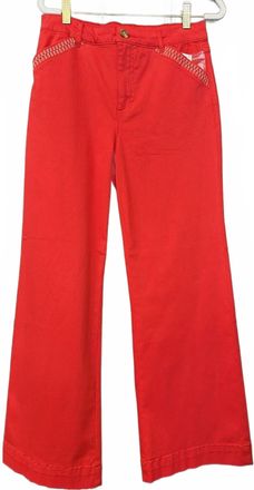Tribal Womens Fly Front Ankle Pants In Red