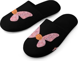 Generic Butterflies Banknotes Basketball Mens House Slippers Slip Indoor Slipper On Shoes Warm Outdoor