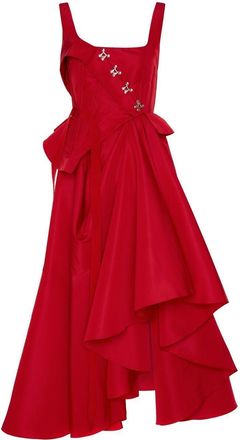 Alexander McQueen hook-embellished drape dress - women - Polyester - 42 - Red