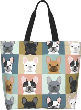 Generic Dog French Bulldog Shoulder Bag Large Capacity Women Handbag Durable Shoulder Bags For Daily Use Travel Picnic