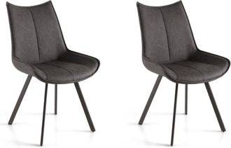 Capodarte Sedia da pranzo in ecopelle con seduta e gambe Antracite clodia Set 2 pz